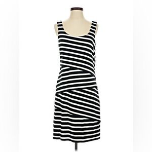 LOFT Black and White Striped Mini Dress